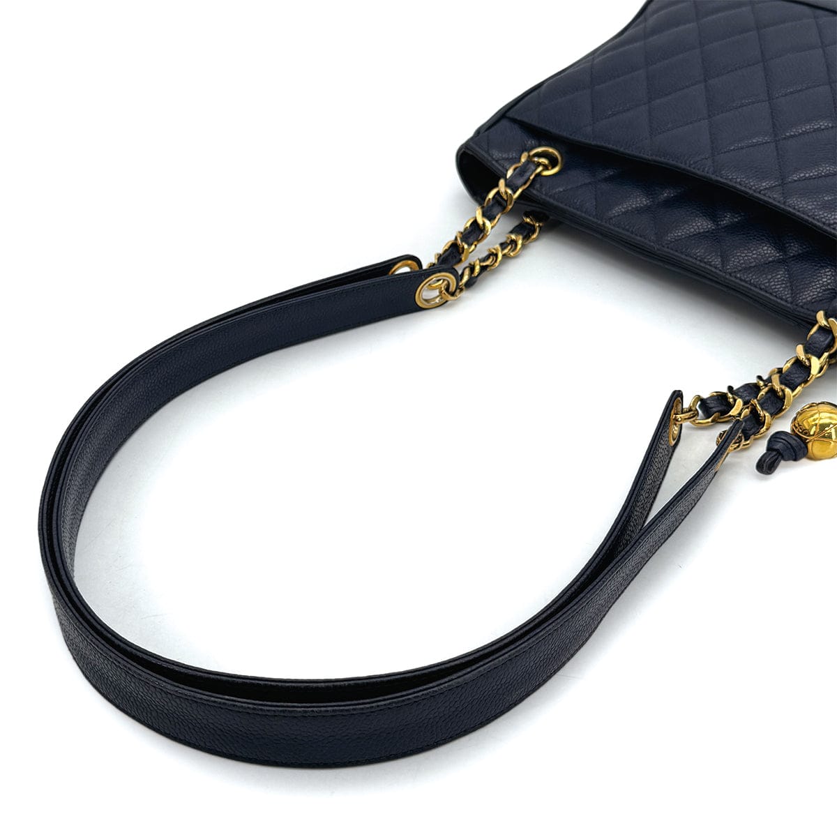 Luxury Promise Japan CHANEL VINTAGE MATELASSE CHAIN TOTE BAG NAVY CAVIAR SKIN GOLD HARDWARE 90311051