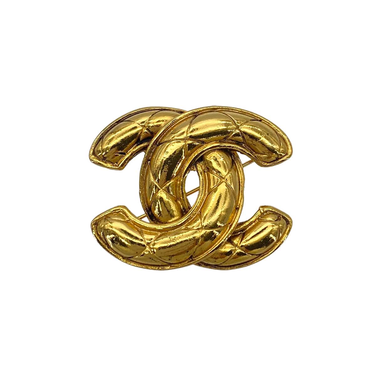 Luxury Promise Japan CHANEL VINTAGE MATELASSE COCOMARK BROOCH GOLD ACCESSORY 90272588