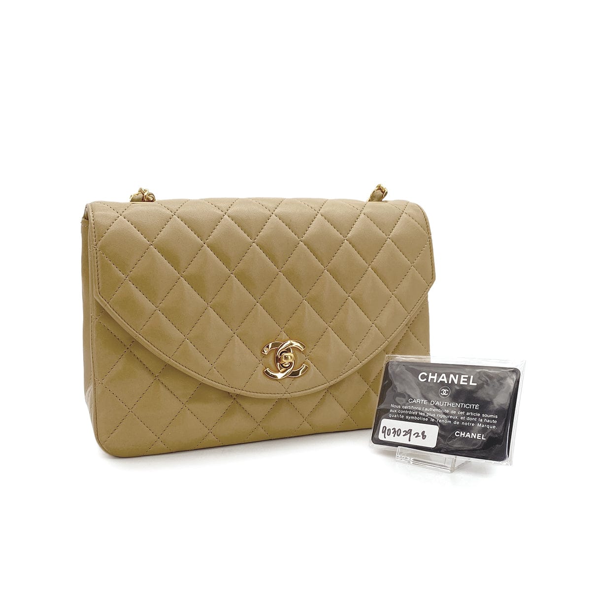 Luxury Promise Japan CHANEL VINTAGE MATELASSE HALF MOON CHAIN SHOULDER BAG BEIGE LANB SKIN 90302928