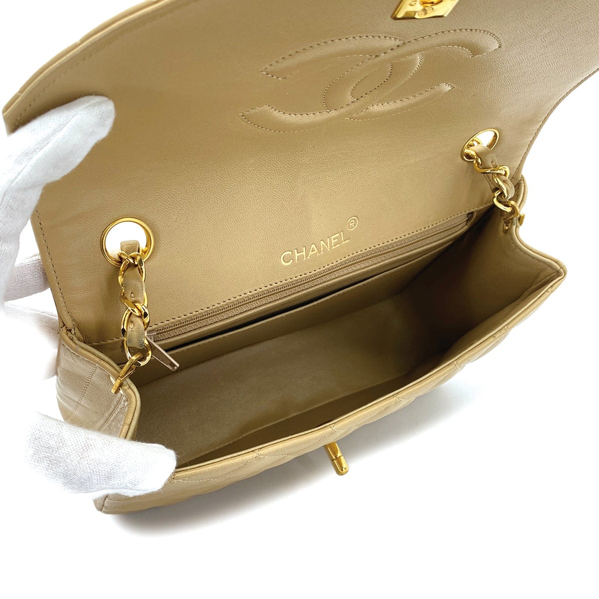 Luxury Promise Japan CHANEL VINTAGE MATELASSE HALF MOON CHAIN SHOULDER BAG BEIGE LANB SKIN 90302928
