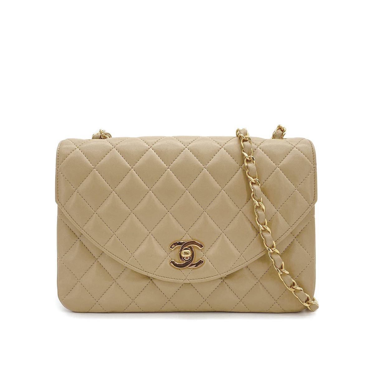 Luxury Promise Japan CHANEL VINTAGE MATELASSE HALF MOON CHAIN SHOULDER BAG BEIGE LANB SKIN 90302928