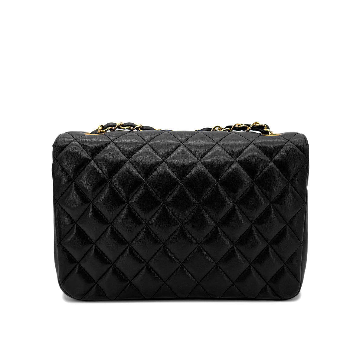 Luxury Promise Japan CHANEL VINTAGE MATELASSE HALF MOON CHAIN SHOULDER BAG BLACK LAMB SKIN 90287223