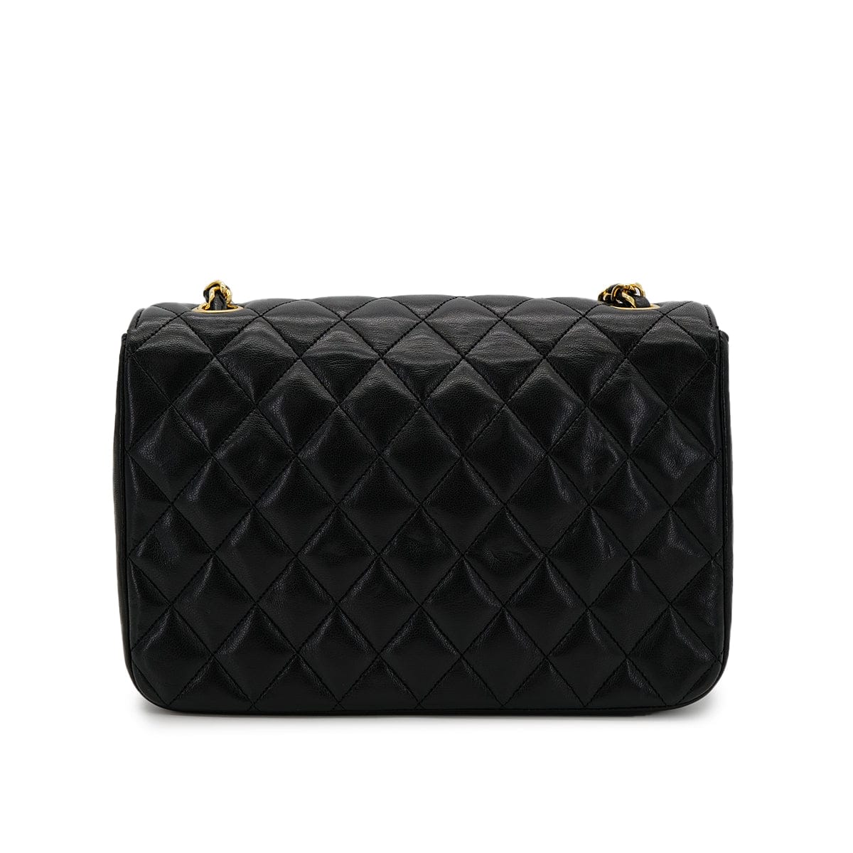 Luxury Promise Japan CHANEL VINTAGE MATELASSE HALF MOON CHAIN SHOULDER BAG BLACK LAMB SKIN 90300011
