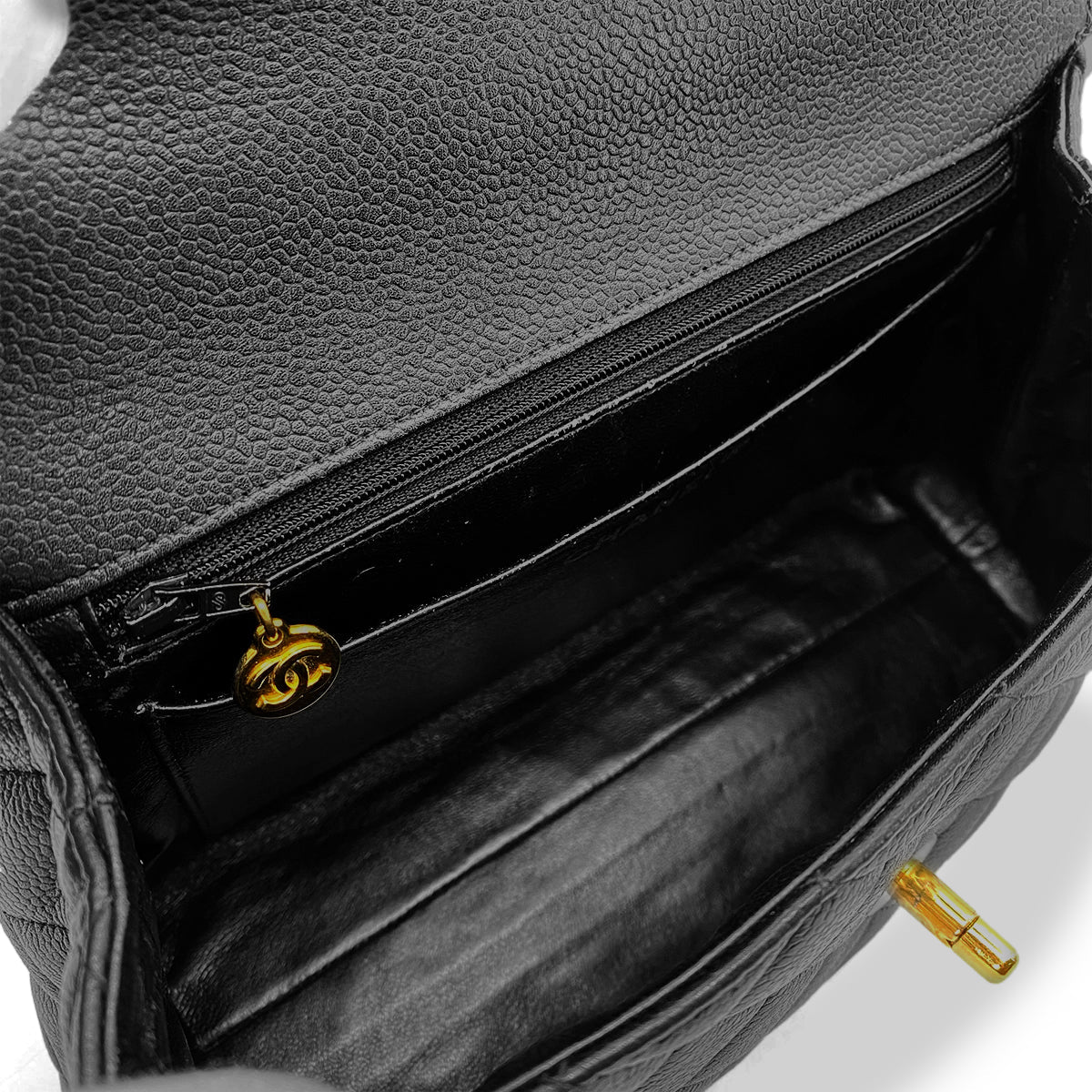 Luxury Promise Japan CHANEL VINTAGE MATELASSE HAND BAG BLACK CAVIAR SKIN 90258792