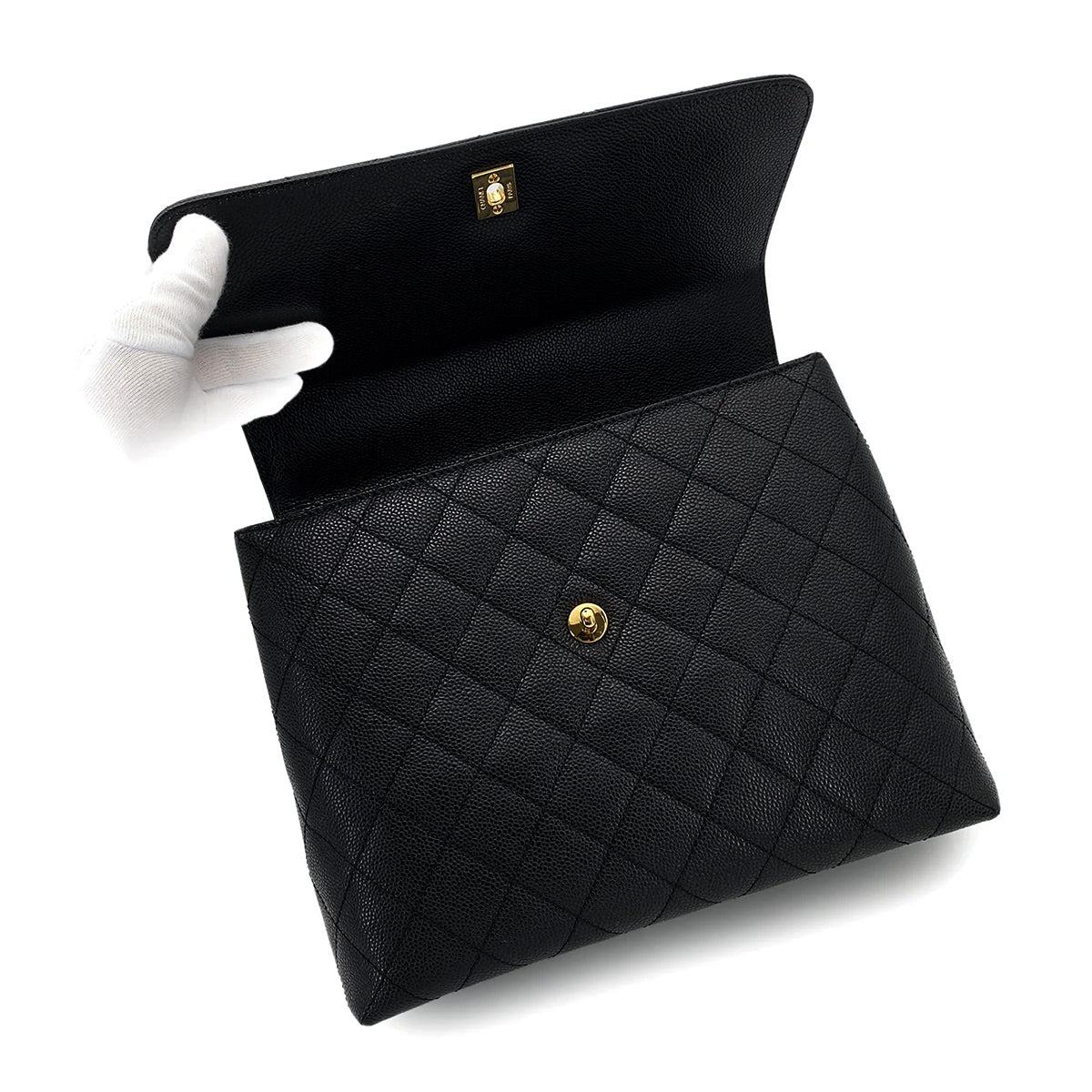 Luxury Promise Japan CHANEL VINTAGE MATELASSE HAND BAG BLACK CAVIAR SKIN 90259718