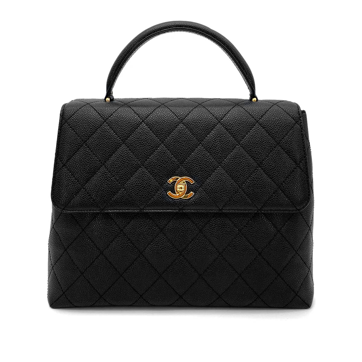 Luxury Promise Japan CHANEL VINTAGE MATELASSE HAND BAG BLACK CAVIAR SKIN 90259718