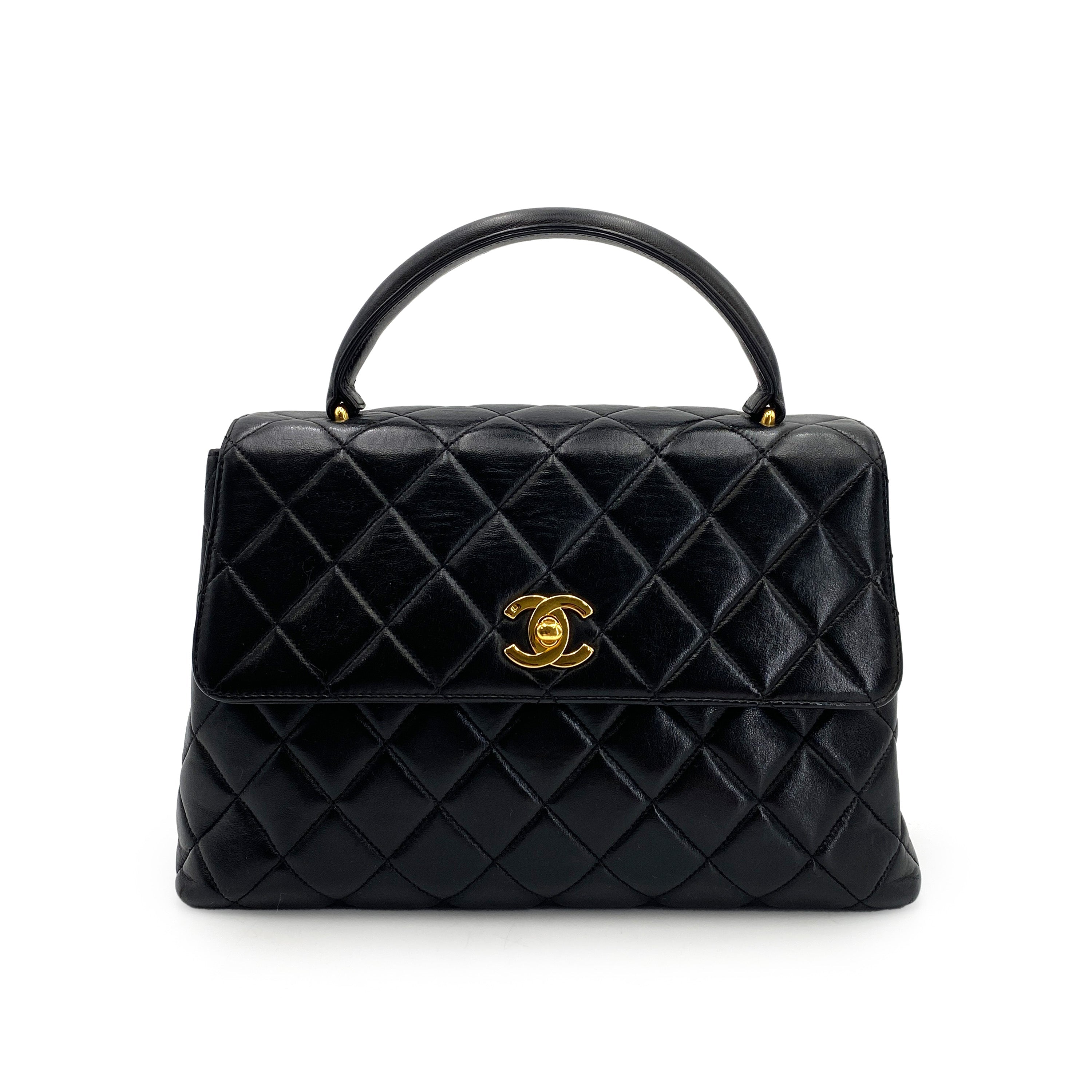 Luxury Promise Japan CHANEL VINTAGE MATELASSE HAND BAG BLACK LAMB SKIN 90242984