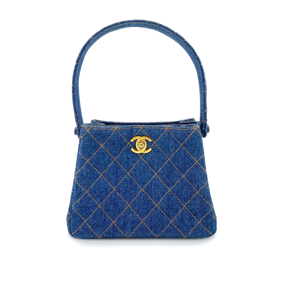 Luxury Promise Japan CHANEL VINTAGE MATELASSE HAND BAG BLUE DENIM 90263113