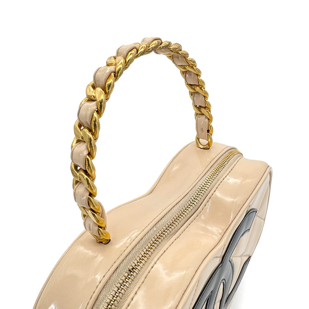 Luxury Promise Japan CHANEL VINTAGE MATELASSE HEART VANITY HAND BAG BEIGE BLACK ENAMEL 90297257