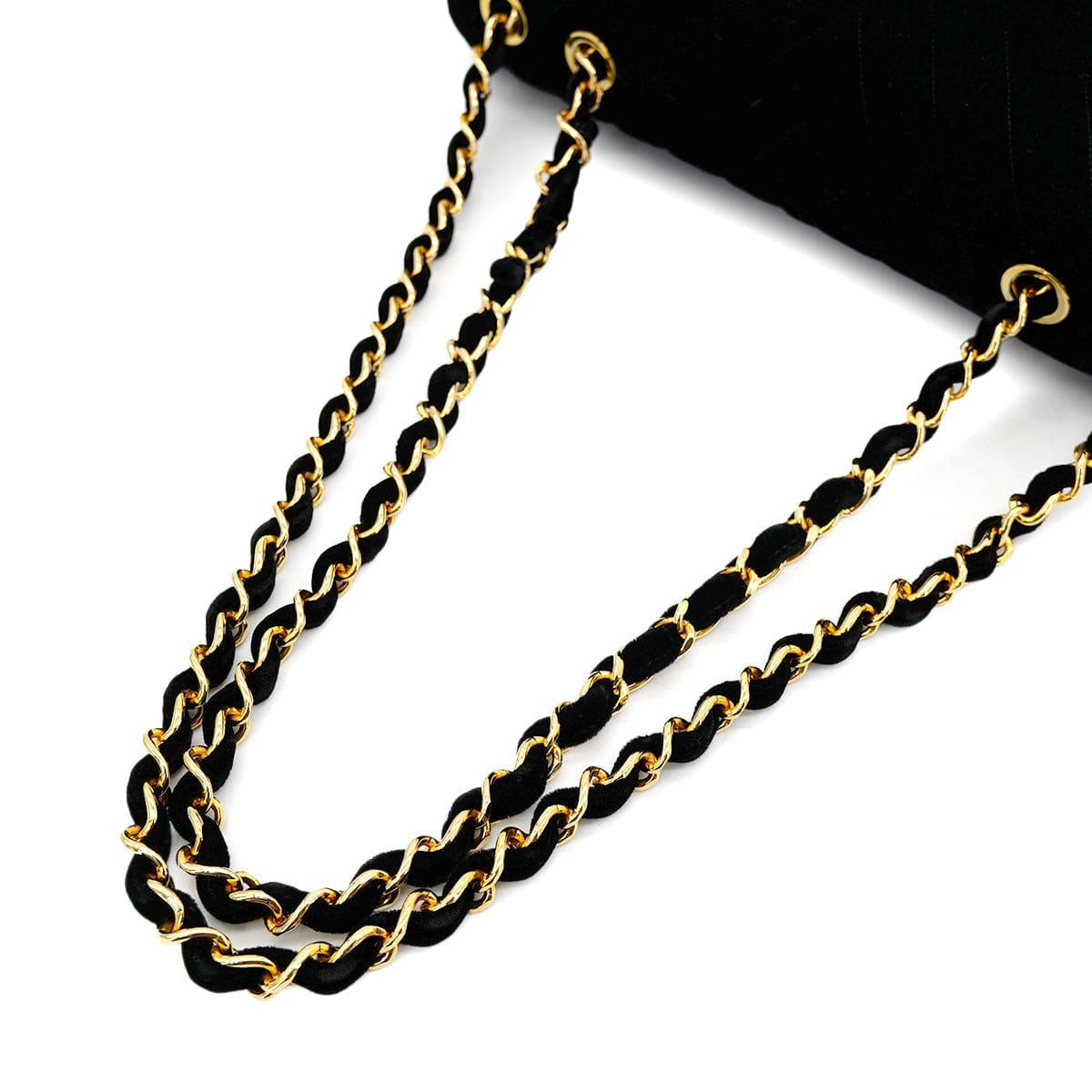 Luxury Promise Japan CHANEL VINTAGE MAXI CHEVRON CHAIN SHOULDER BAG BLACK VELOR 90301702