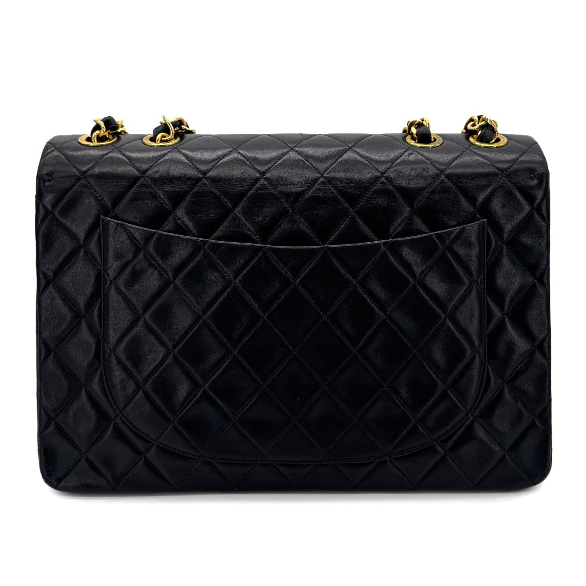 Luxury Promise Japan CHANEL VINTAGE MAXI MATELASSE 34 CHAIN SHOULDER BAG BLACK LAMB SKIN 90298330