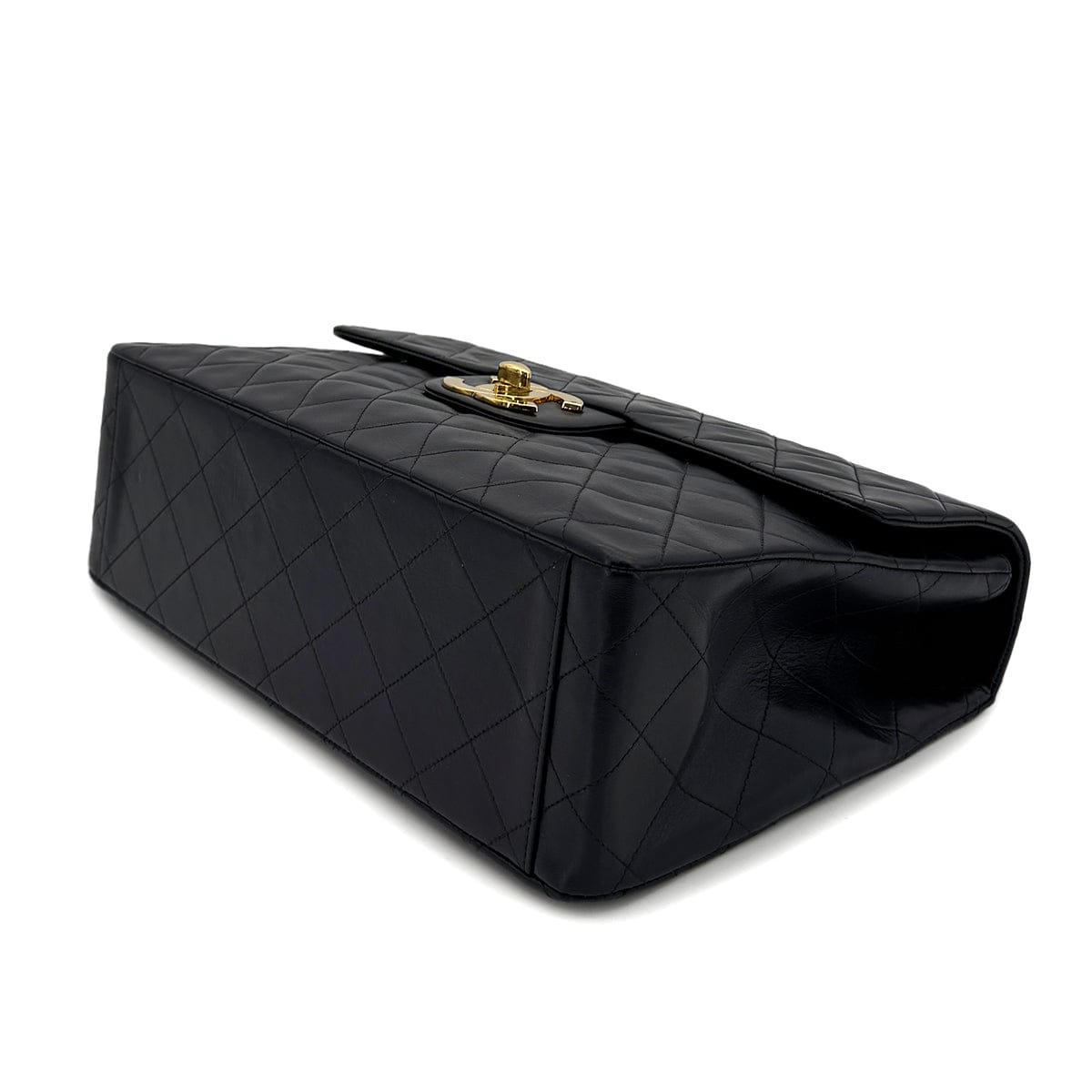 Luxury Promise Japan CHANEL VINTAGE MAXI MATELASSE 34 CHAIN SHOULDER BAG BLACK LAMB SKIN 90299307