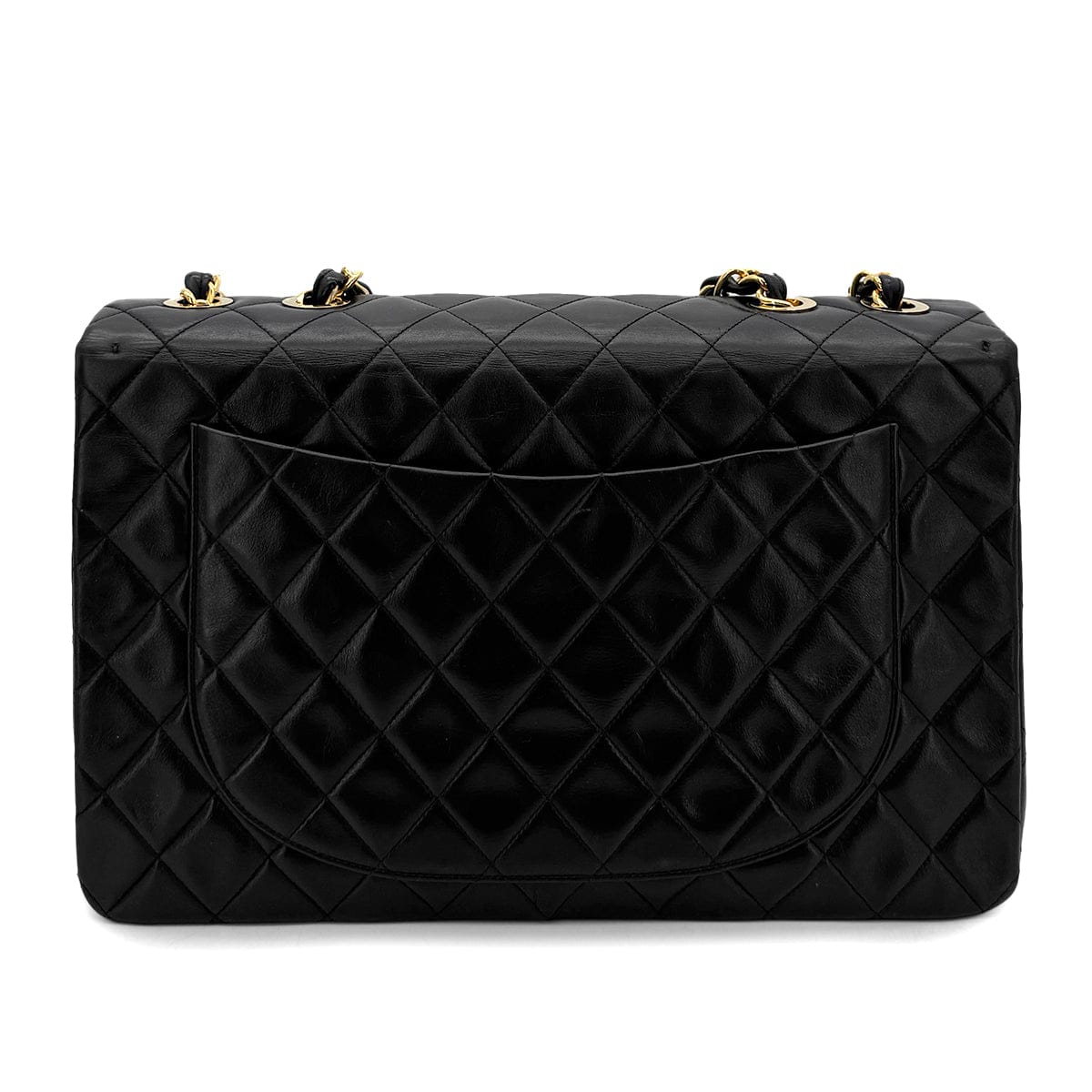 Luxury Promise Japan CHANEL VINTAGE MAXI MATELASSE 34 CHAIN SHOULDER BAG BLACK LAMB SKIN 90299307