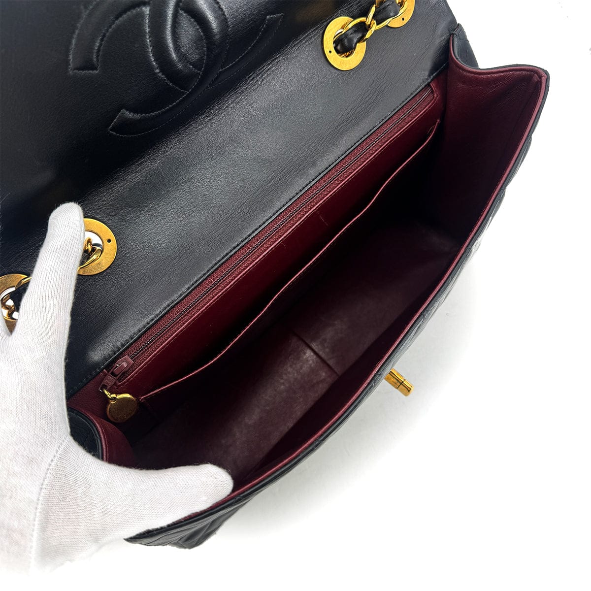 Luxury Promise Japan CHANEL VINTAGE MAXI MATELASSE 34 CHAIN SHOULDER BAG BLACK LAMB SKIN 90301112