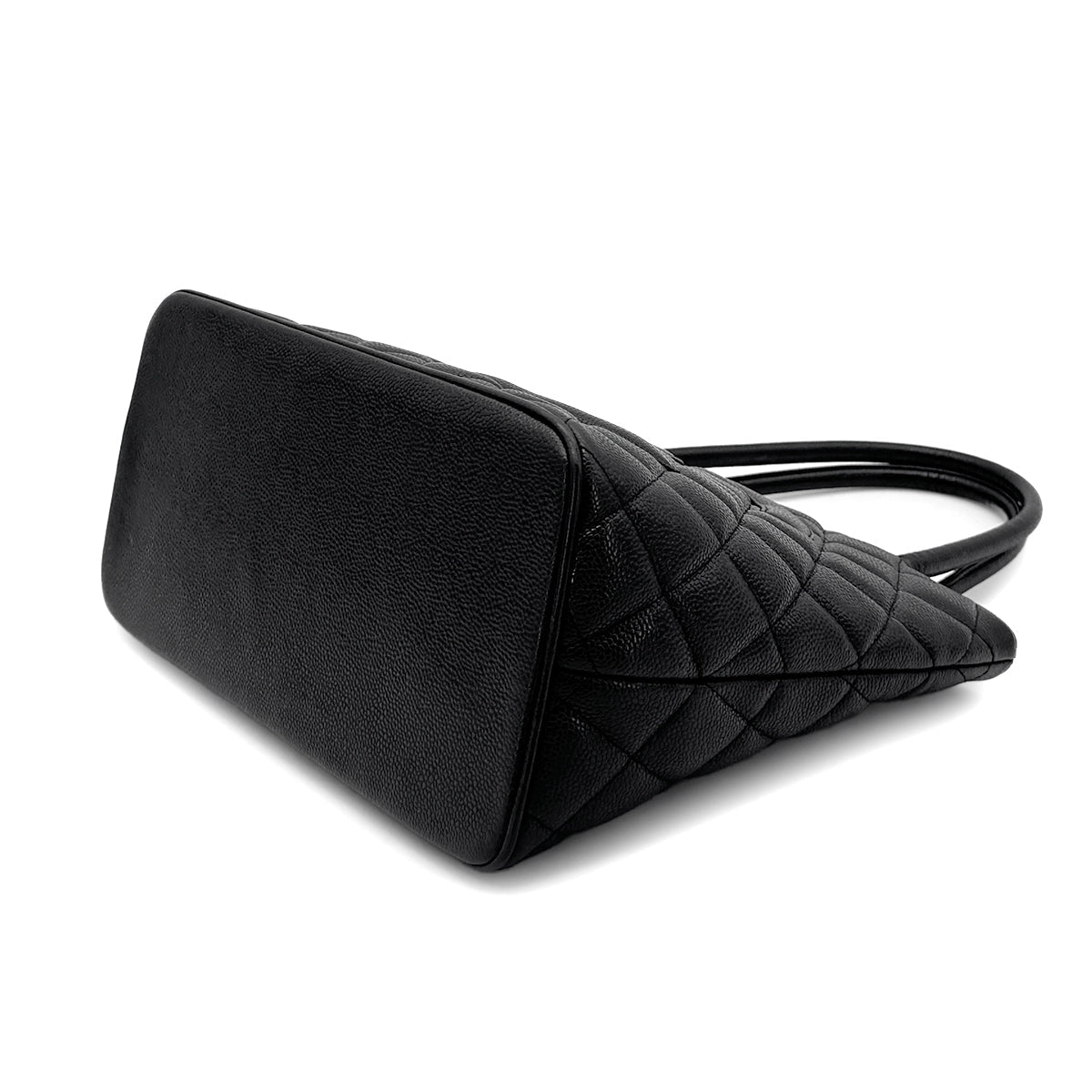 Luxury Promise Japan CHANEL VINTAGE MEDALLION TOTE BAG BLACK CAVIAR SKIN 90277272