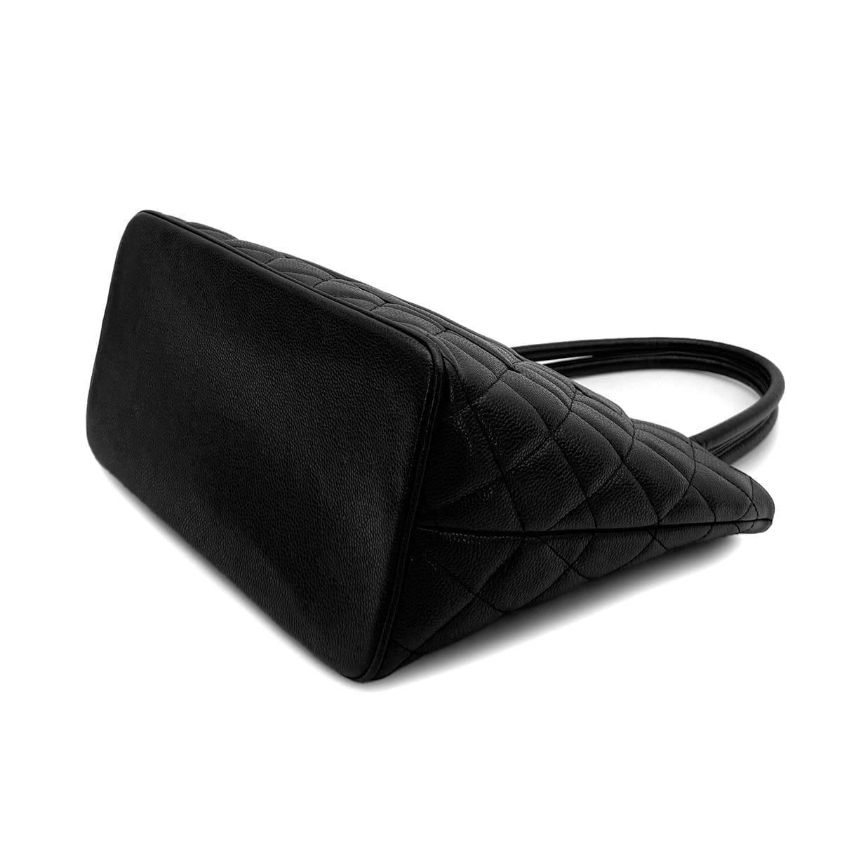 Luxury Promise Japan CHANEL VINTAGE MEDALLION TOTE BAG BLACK CAVIAR SKIN SILVER HARDWARE 90312616