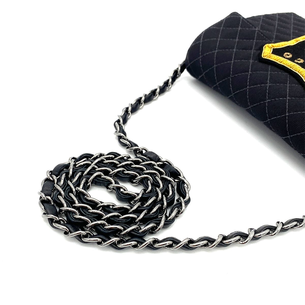 Luxury Promise Japan CHANEL VINTAGE MINI CRUISE LINE 2018 CHAIN SHOULDER BAG BLACK CANVAS 90258475