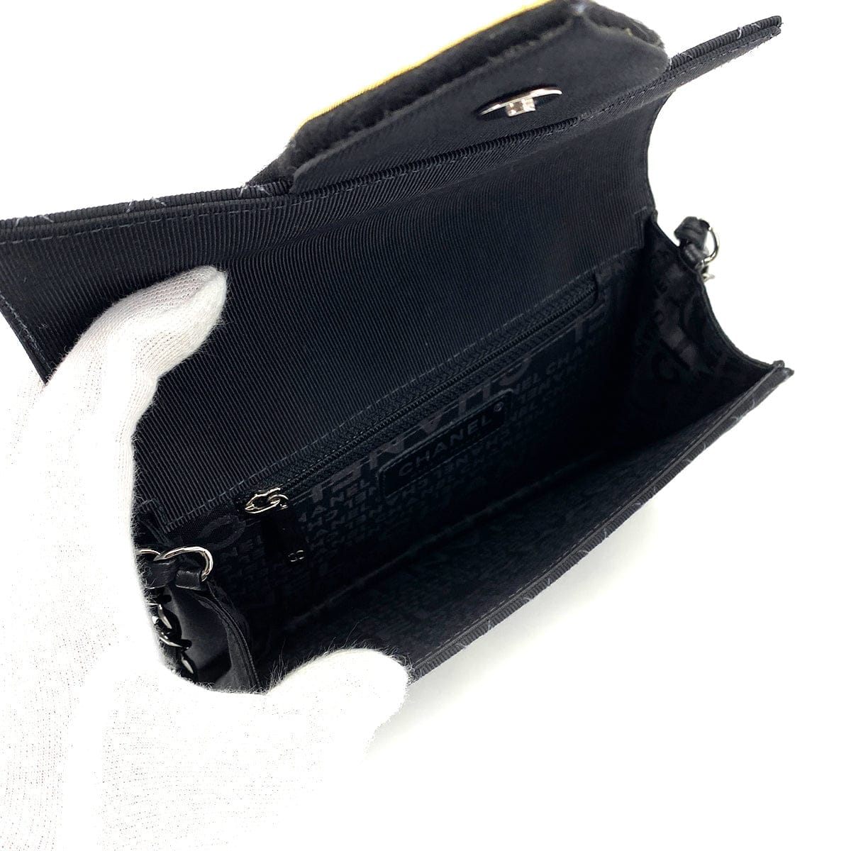 Luxury Promise Japan CHANEL VINTAGE MINI CRUISE LINE 2018 CHAIN SHOULDER BAG BLACK CANVAS 90258475