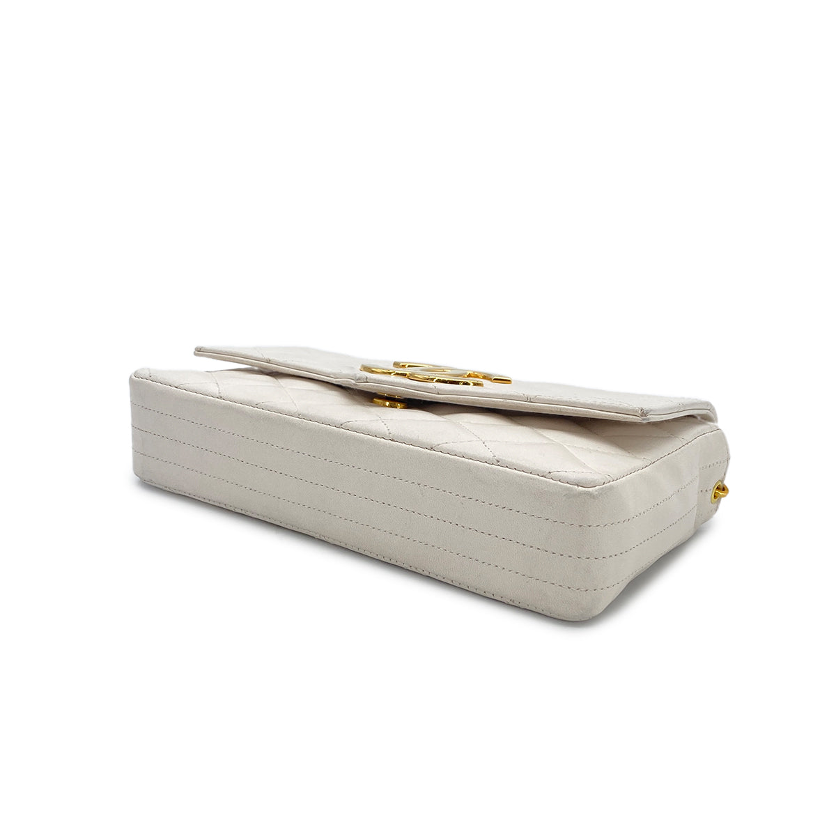 Luxury Promise Japan CHANEL VINTAGE MINI MATELASSE BIG COCO CHAIN SHOULDER BAG WHITE LAMB SKIN 90303314