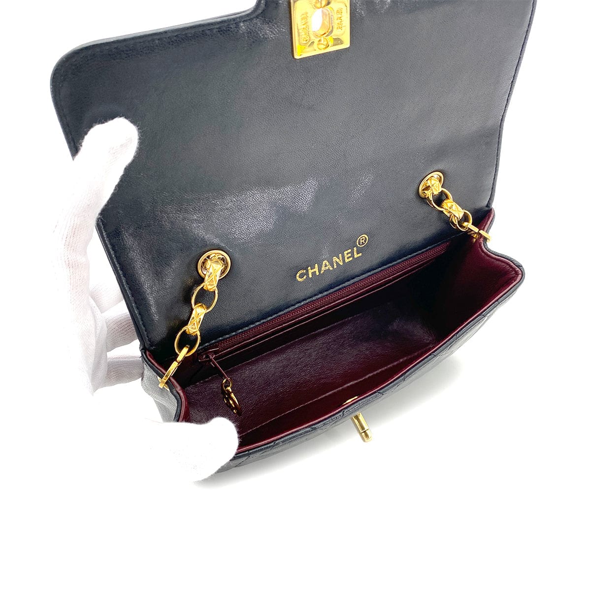 Luxury Promise Japan CHANEL VINTAGE MINI MATELASSE BIJOU CHAIN SHOULDER BAG BLACK LAMB SKIN 90275015