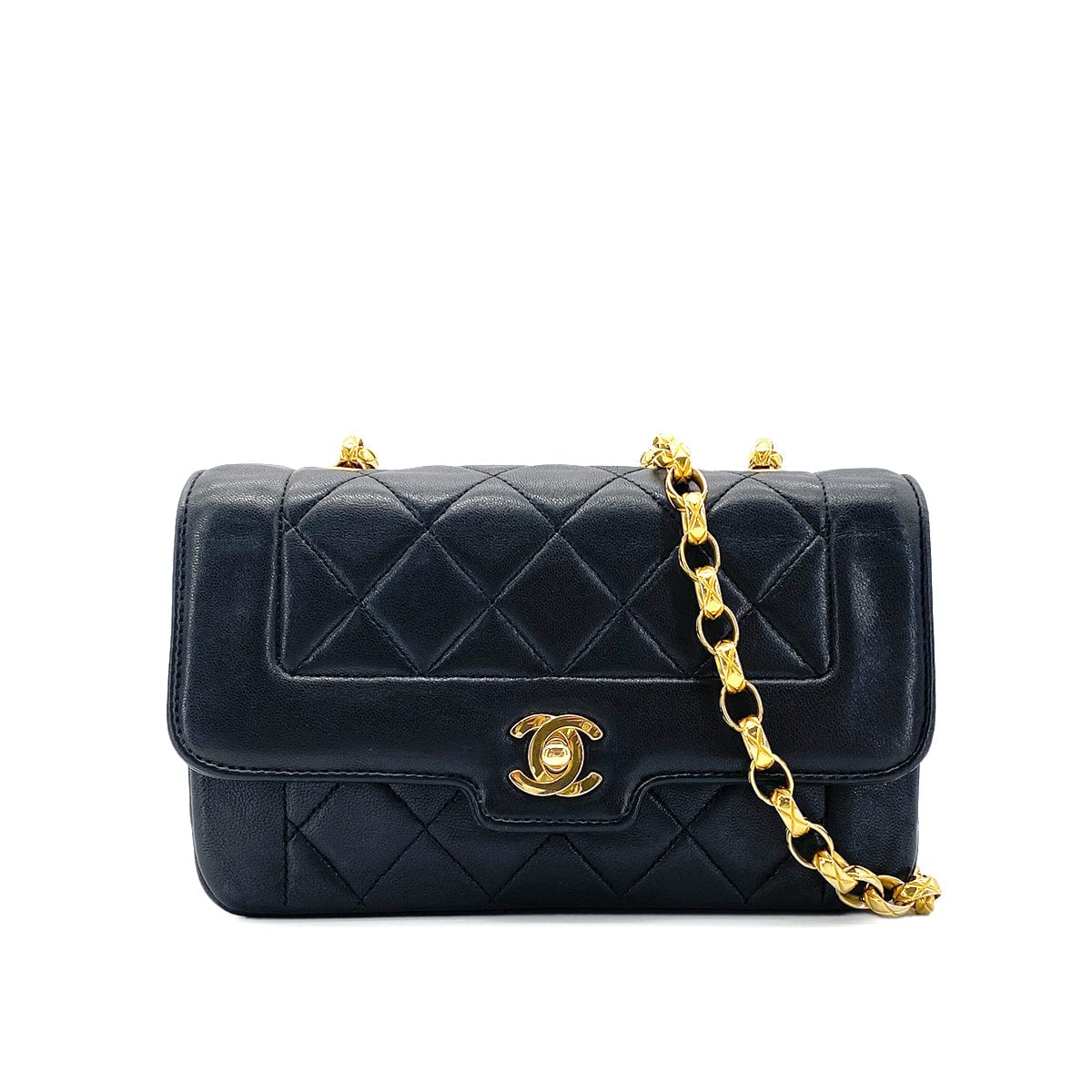 Luxury Promise Japan CHANEL VINTAGE MINI MATELASSE BIJOU CHAIN SHOULDER BAG BLACK LAMB SKIN 90275015