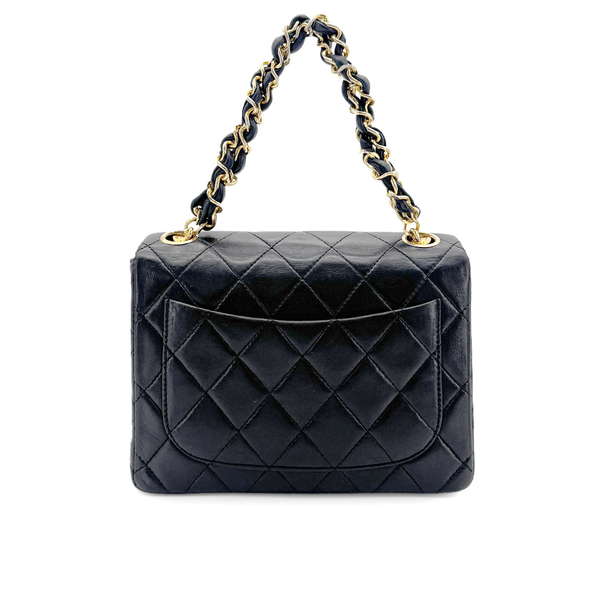 Luxury Promise Japan CHANEL VINTAGE MINI MATELASSE CHAIN SHOULDER BAG BLACK LAMB SKIN 90272501