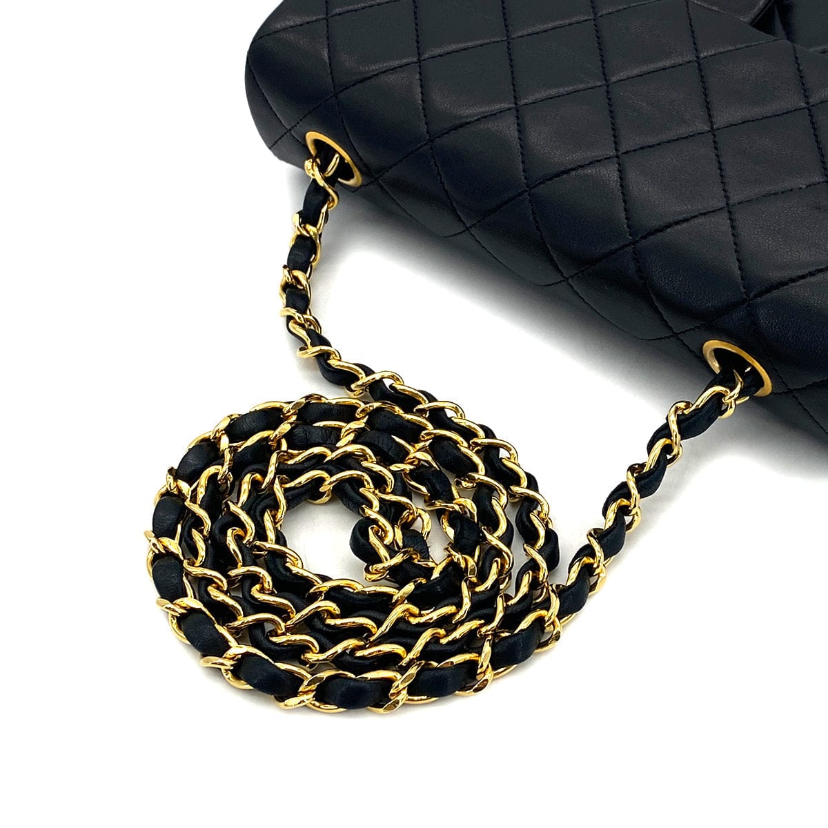 Luxury Promise Japan CHANEL VINTAGE MINI MATELASSE CHAIN SHOULDER BAG BLACK LAMB SKIN 90301695