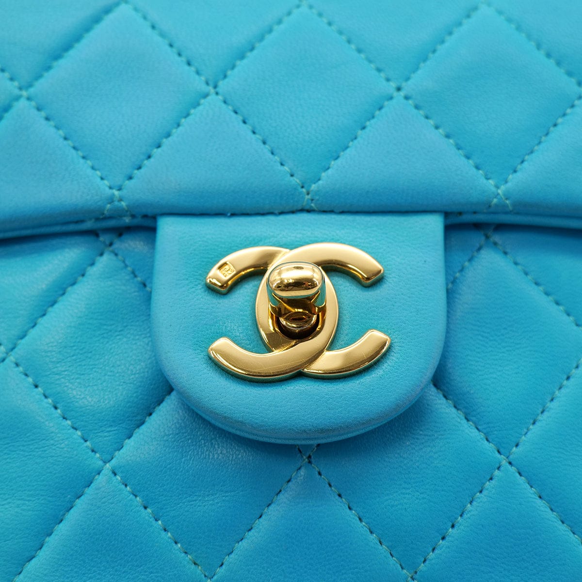 Luxury Promise Japan CHANEL VINTAGE MINI SQUARE 17 BIJOU CHAIN SHOULDER BAG BLUE LAMB SKIN 90303008