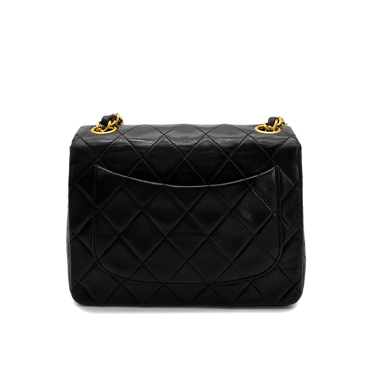 Luxury Promise Japan CHANEL VINTAGE MINI SQUARE 17 CHAIN SHOULDER BAG BLACK LAMB SKIN 90257451