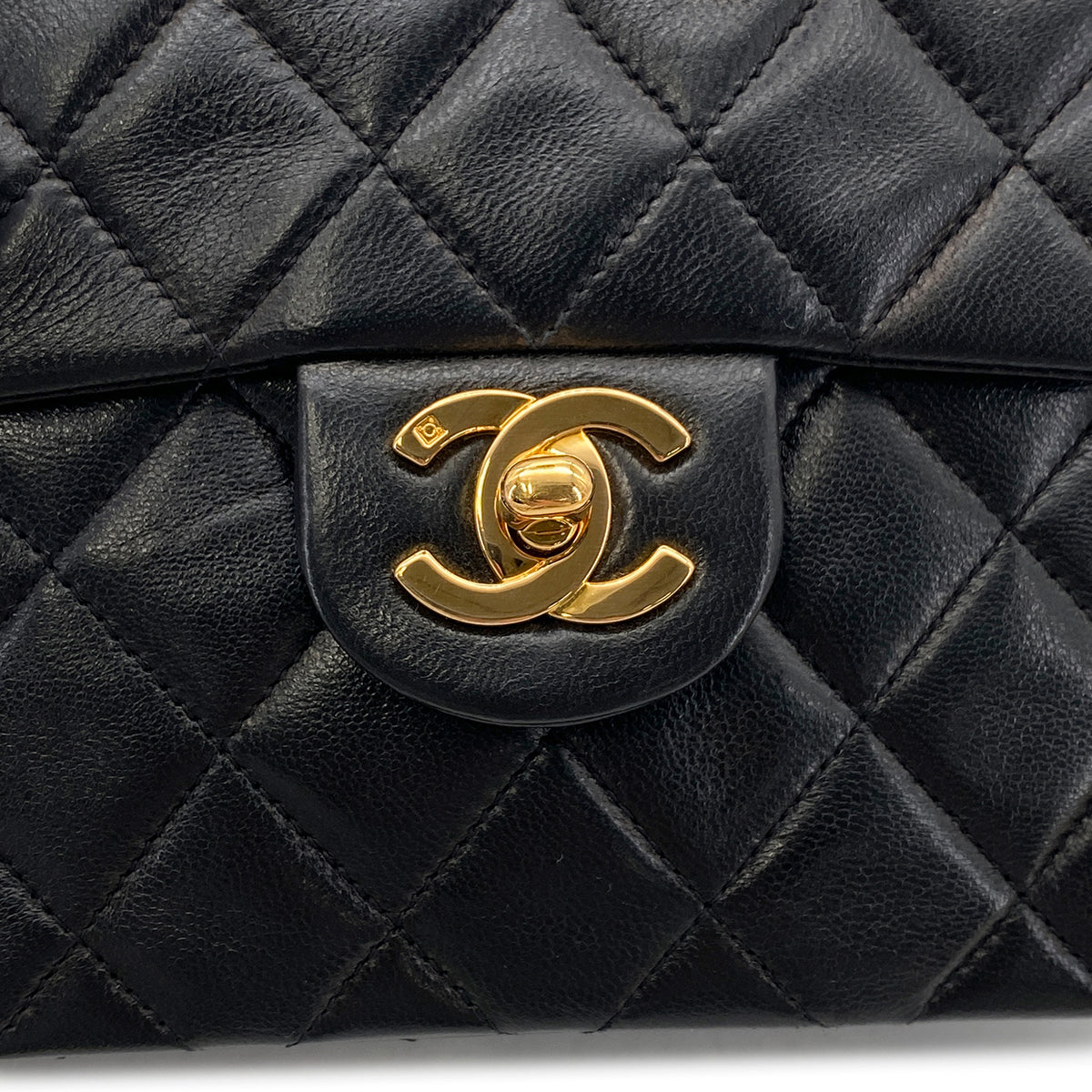 Luxury Promise Japan CHANEL VINTAGE MINI SQUARE 17 CHAIN SHOULDER BAG BLACK LAMB SKIN 90268814