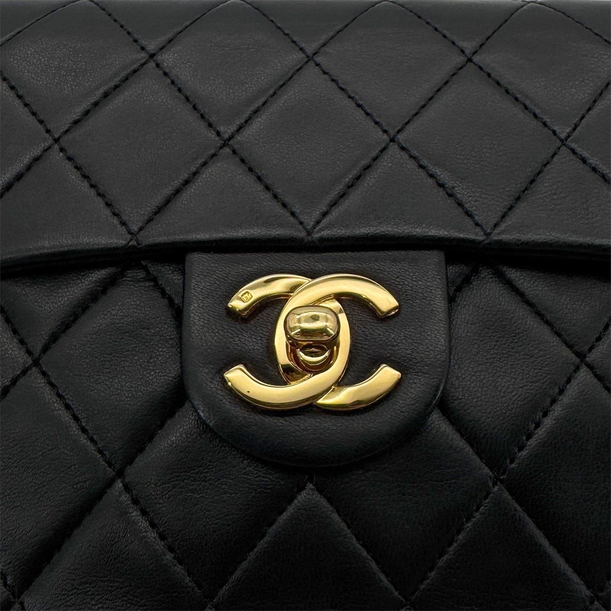 Luxury Promise Japan CHANEL VINTAGE MINI SQUARE 17 CHAIN SHOULDER BAG BLACK LAMB SKIN 90299347