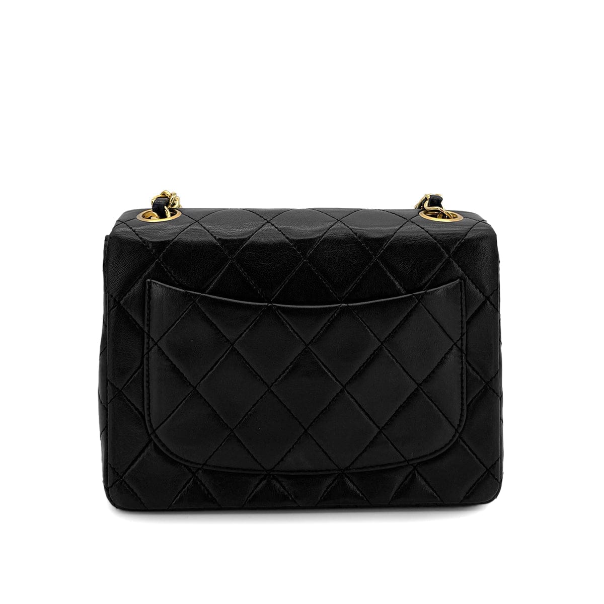 Luxury Promise Japan CHANEL VINTAGE MINI SQUARE 17 CHAIN SHOULDER BAG BLACK LAMB SKIN 90299347