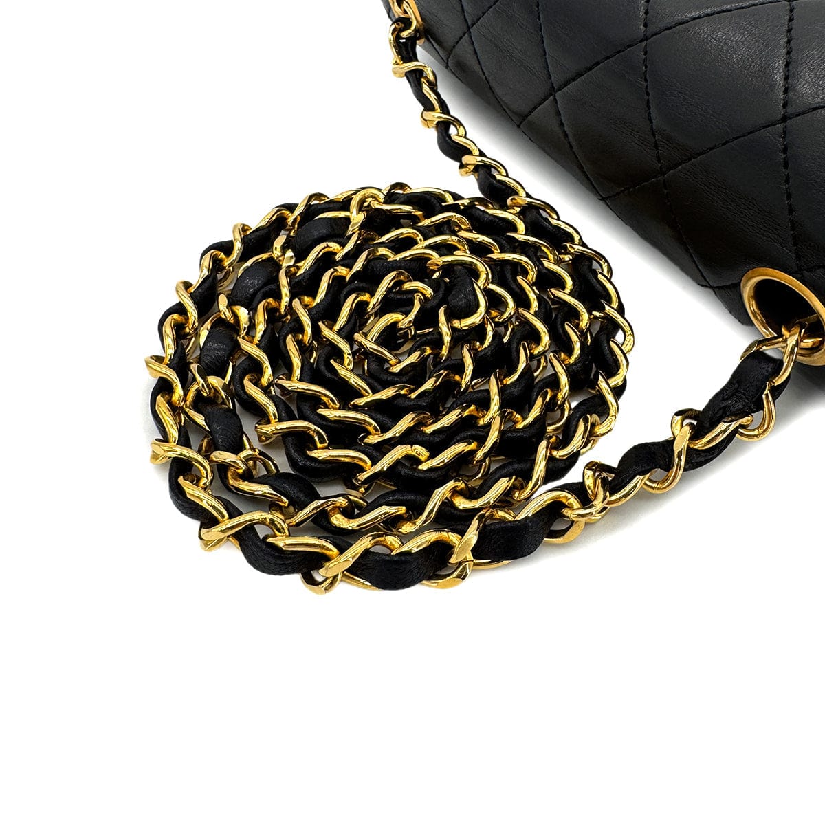 Luxury Promise Japan CHANEL VINTAGE MINI SQUARE 17 CHAIN SHOULDER BAG BLACK LAMB SKIN 90299347