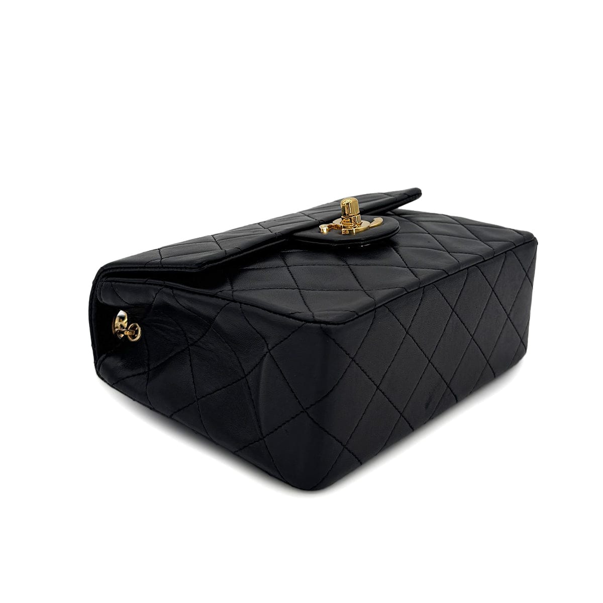 Luxury Promise Japan CHANEL VINTAGE MINI SQUARE 17 CHAIN SHOULDER BAG BLACK LAMB SKIN 90299347