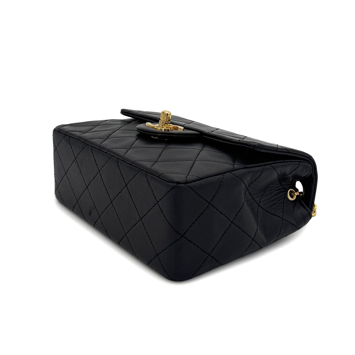 Luxury Promise Japan CHANEL VINTAGE MINI SQUARE 17 CHAIN SHOULDER BAG BLACK LAMB SKIN 90299347