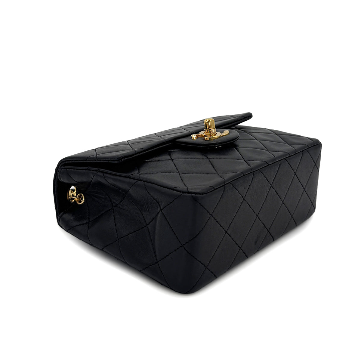 Luxury Promise Japan CHANEL VINTAGE MINI SQUARE 17 CHAIN SHOULDER BAG BLACK LAMB SKIN 90299347