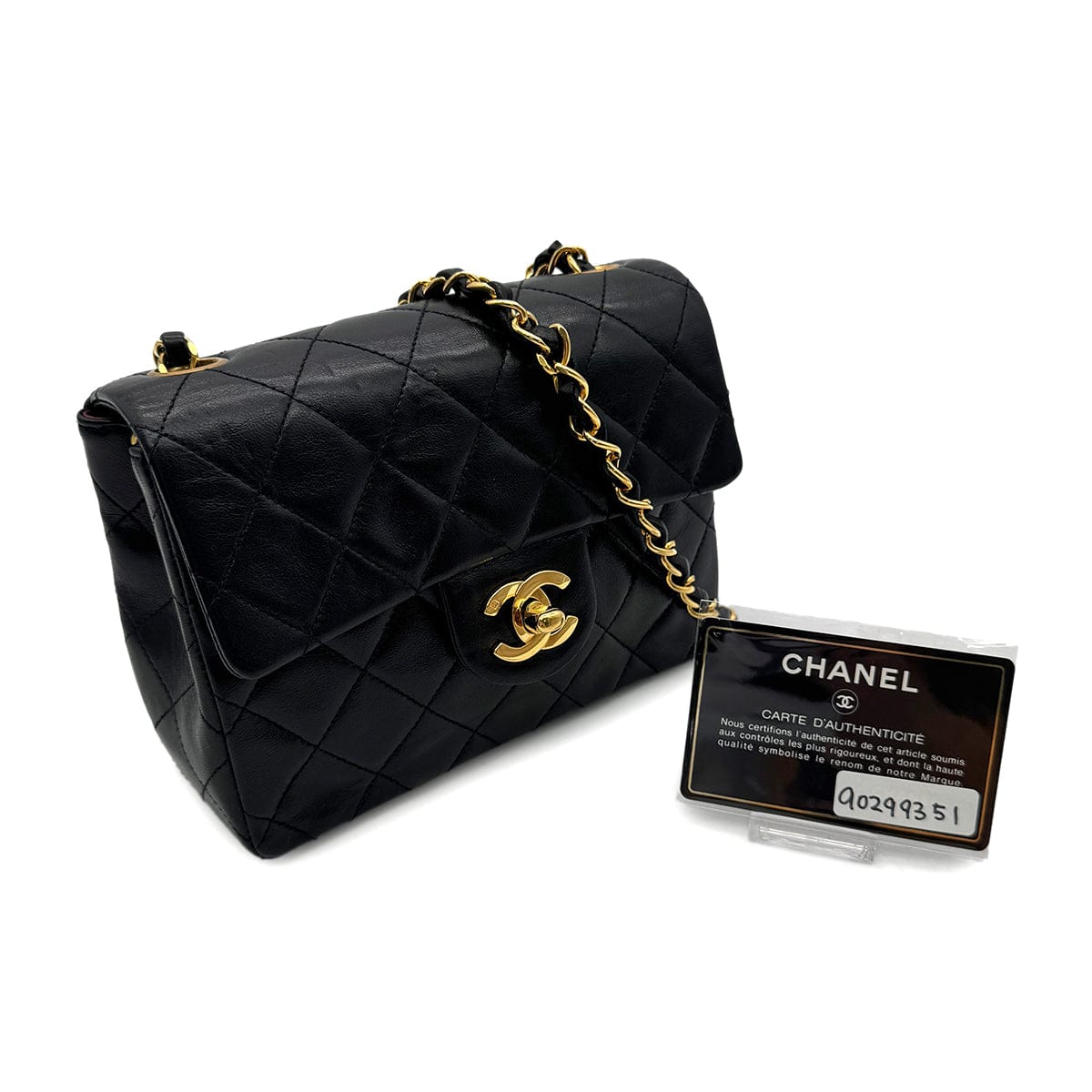 Luxury Promise Japan CHANEL VINTAGE MINI SQUARE 17 CHAIN SHOULDER BAG BLACK LAMB SKIN 90299351