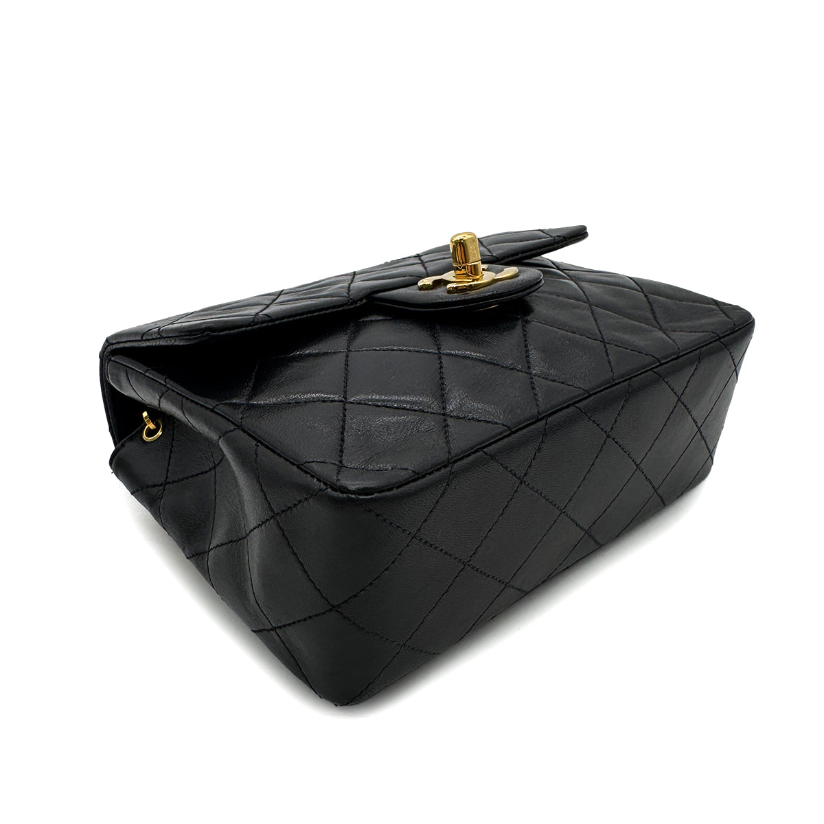 Luxury Promise Japan CHANEL VINTAGE MINI SQUARE 17 CHAIN SHOULDER BAG BLACK LAMB SKIN 90299351