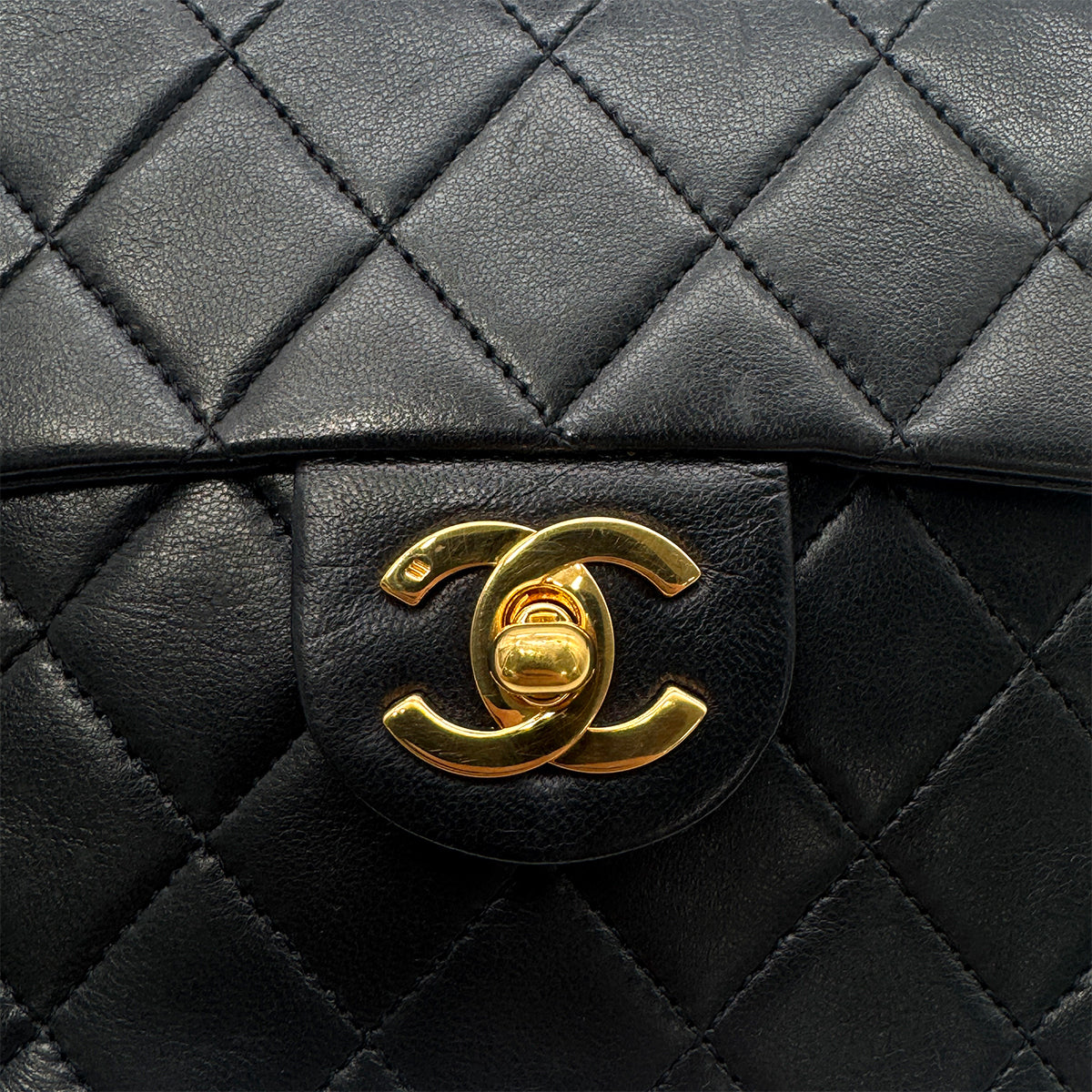 Luxury Promise Japan CHANEL VINTAGE MINI SQUARE 17 CHAIN SHOULDER BAG BLACK LAMB SKIN 90302858