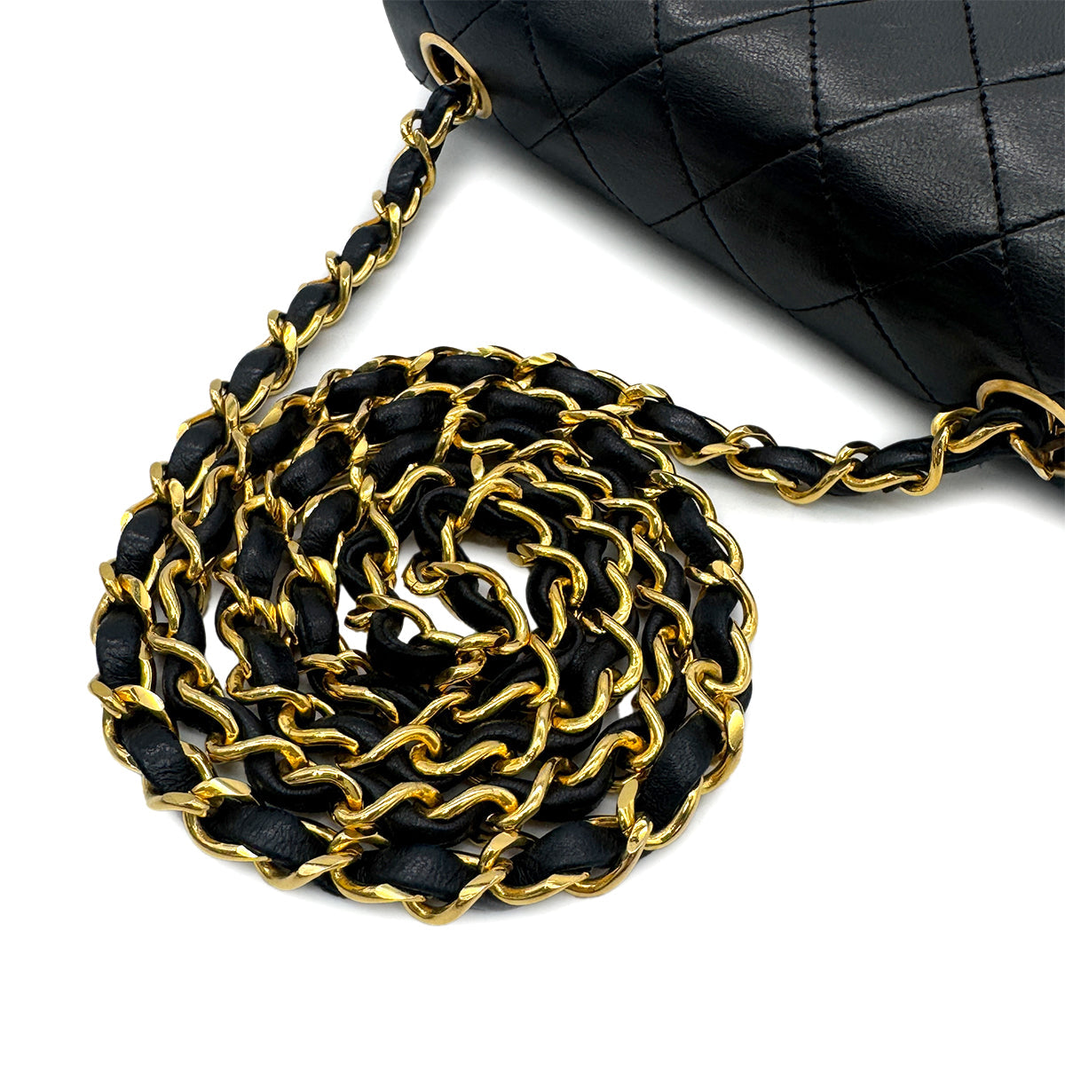 Luxury Promise Japan CHANEL VINTAGE MINI SQUARE 17 CHAIN SHOULDER BAG BLACK LAMB SKIN 90302858