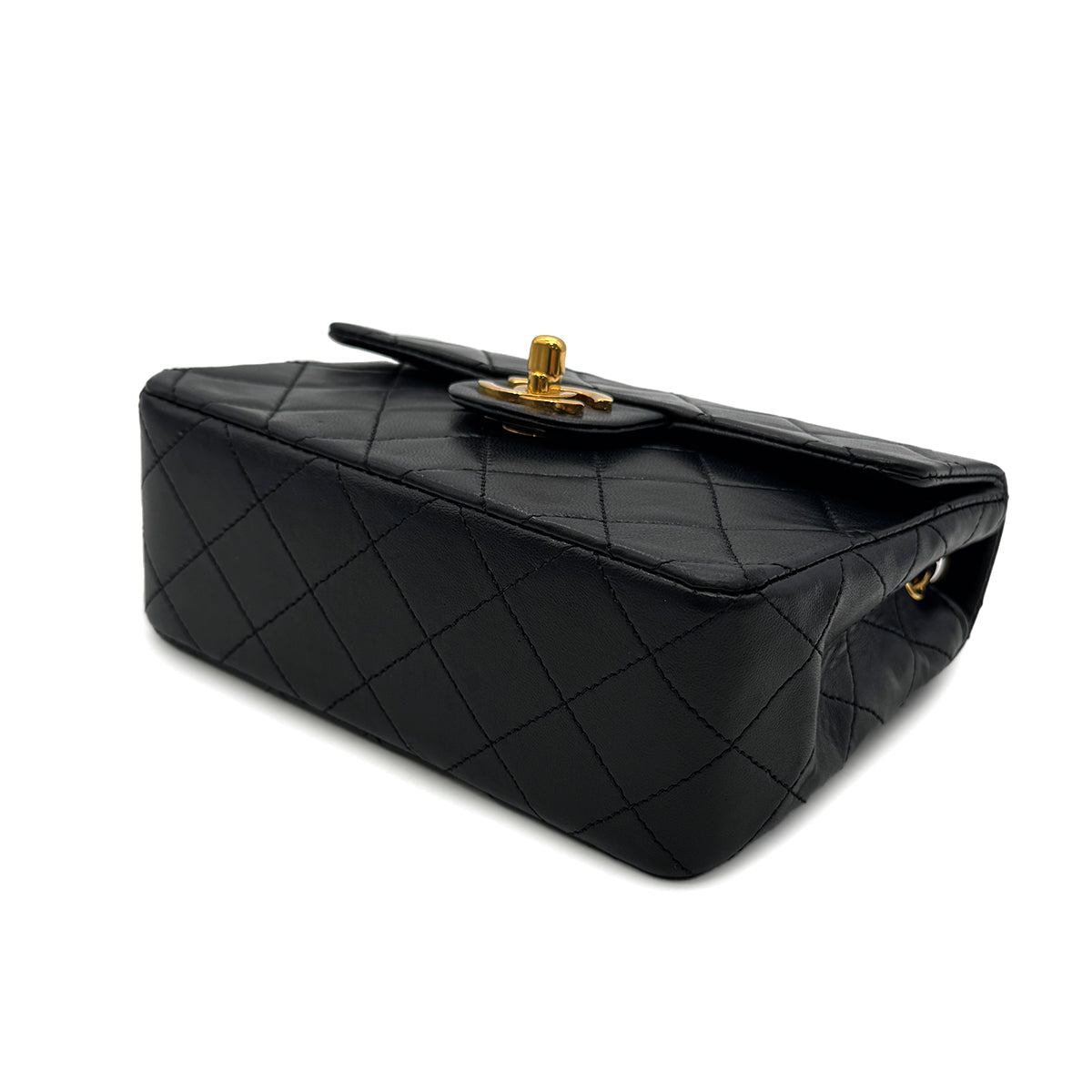 Luxury Promise Japan CHANEL VINTAGE MINI SQUARE 17 CHAIN SHOULDER BAG BLACK LAMB SKIN 90302858
