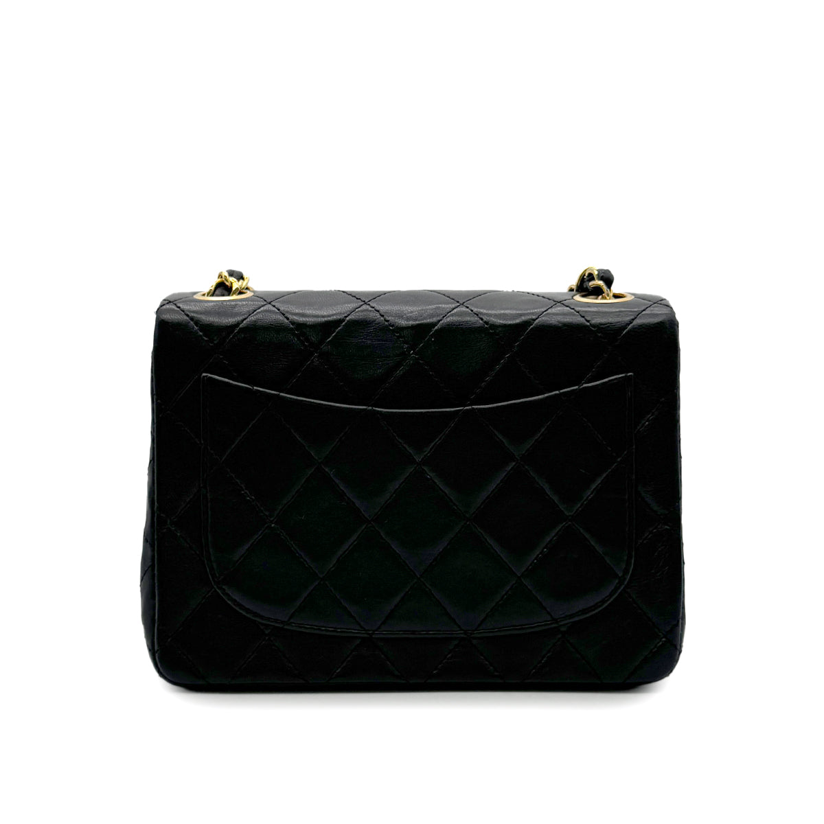 Luxury Promise Japan CHANEL VINTAGE MINI SQUARE 17 CHAIN SHOULDER BAG BLACK LAMB SKIN 90302858