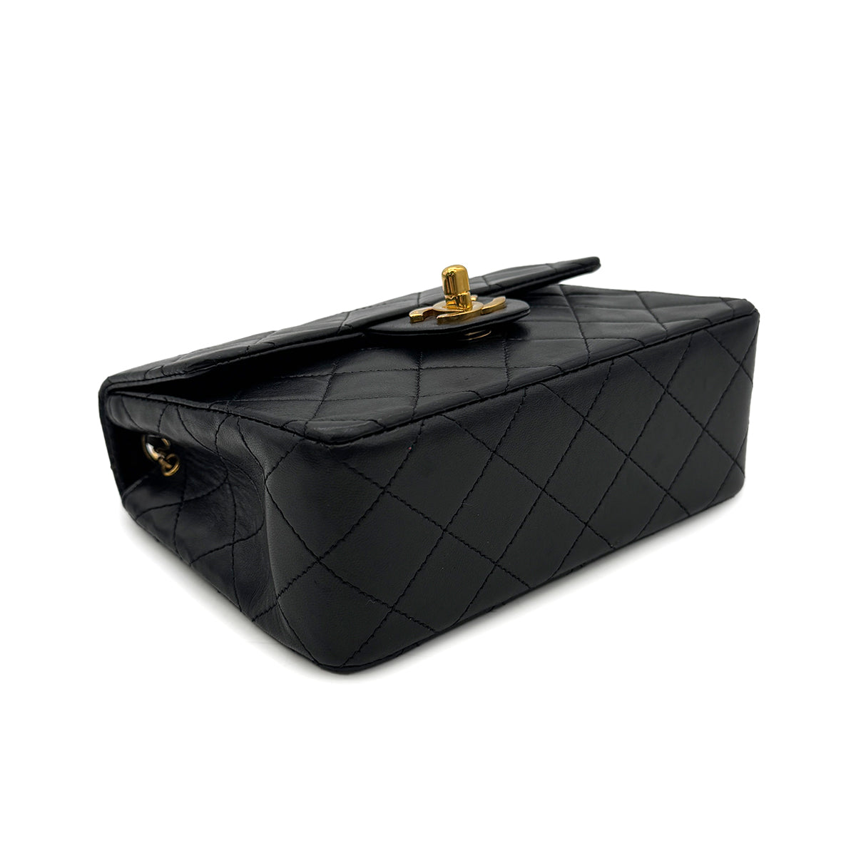 Luxury Promise Japan CHANEL VINTAGE MINI SQUARE 17 CHAIN SHOULDER BAG BLACK LAMB SKIN 90302858