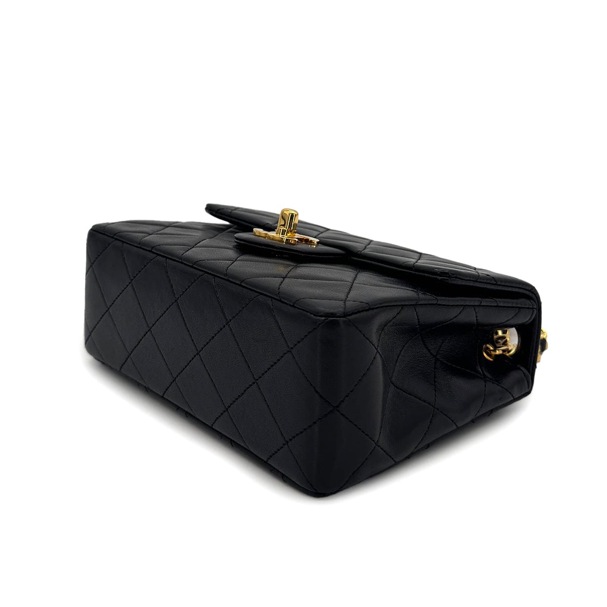 Luxury Promise Japan CHANEL VINTAGE MINI SQUARE 17 CHAIN SHOULDER BAG BLACK LAMB SKIN 90303487
