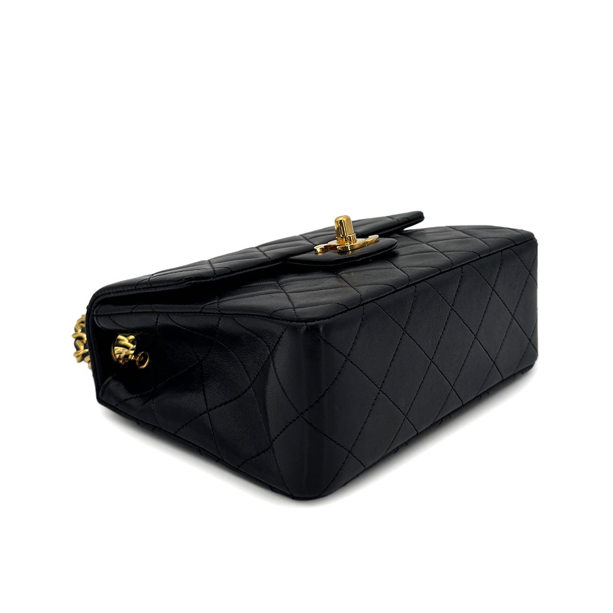 Luxury Promise Japan CHANEL VINTAGE MINI SQUARE 17 CHAIN SHOULDER BAG BLACK LAMB SKIN 90303487
