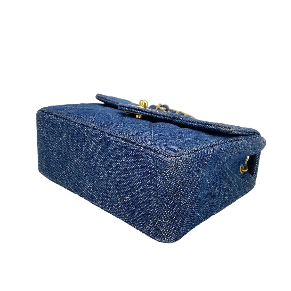 Luxury Promise Japan CHANEL VINTAGE MINI SQUARE 17 CHAIN SHOULDER BAG BLUE DENIM 90247317