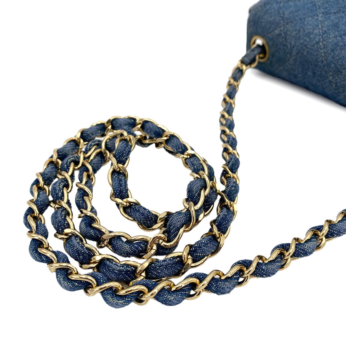 Luxury Promise Japan CHANEL VINTAGE MINI SQUARE 17 CHAIN SHOULDER BAG BLUE DENIM 90247317