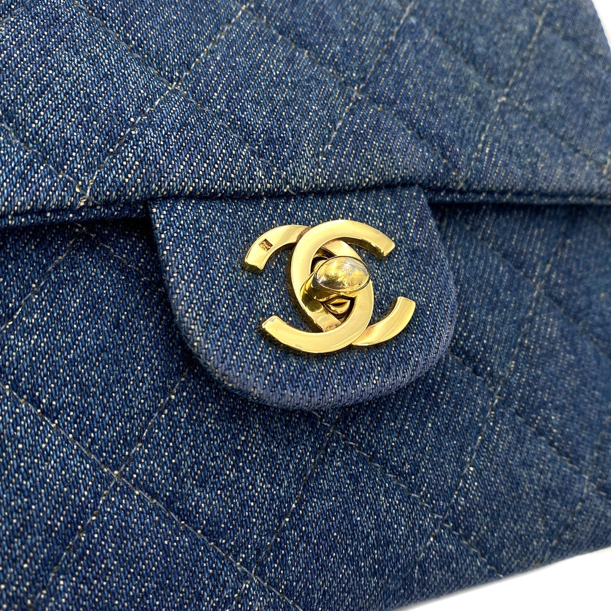 Luxury Promise Japan CHANEL VINTAGE MINI SQUARE 17 CHAIN SHOULDER BAG BLUE DENIM 90247317