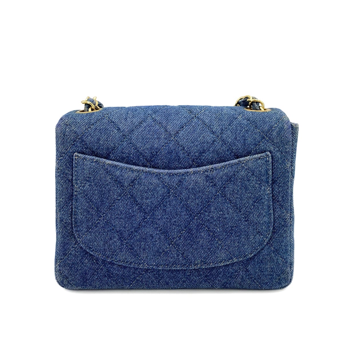 Luxury Promise Japan CHANEL VINTAGE MINI SQUARE 17 CHAIN SHOULDER BAG BLUE DENIM 90247317