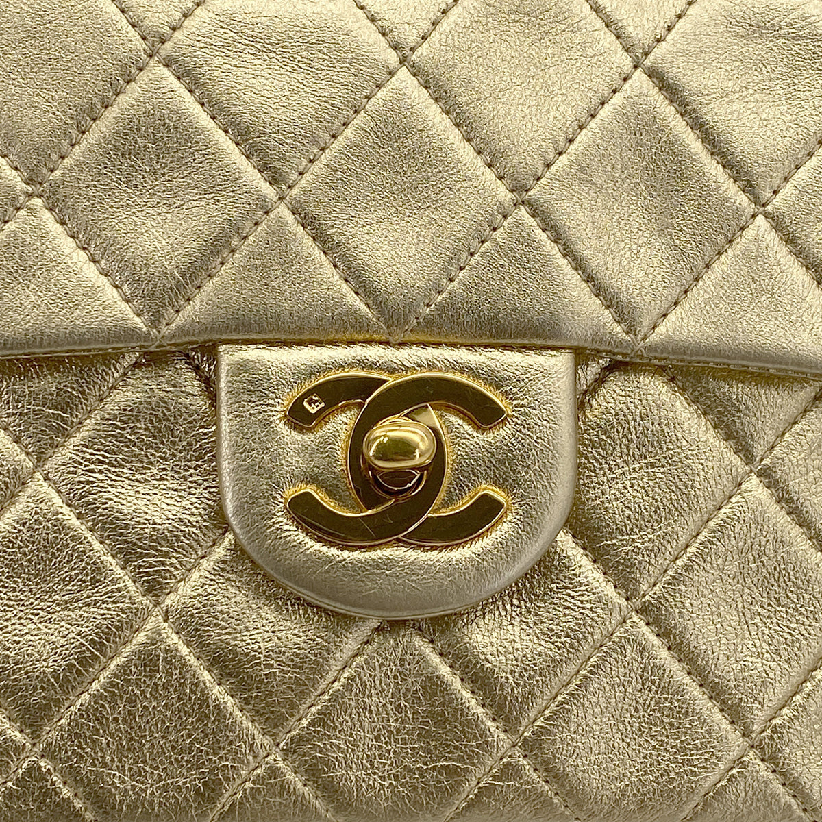 Luxury Promise Japan CHANEL VINTAGE MINI SQUARE 17 CHAIN SHOULDER BAG GOLD LAMB SKIN 90301738